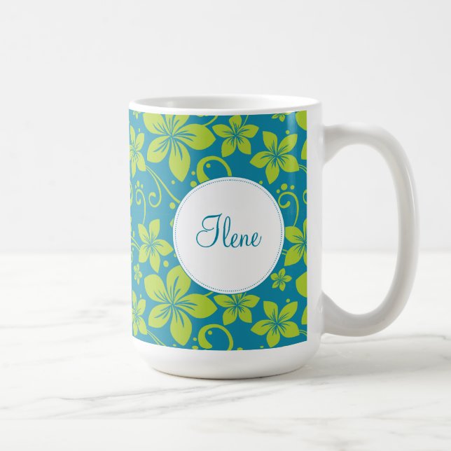 Tropical Flowers Personalised Mug (Right)
