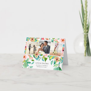 Tropical Flowers Photo Collage Thank You Card