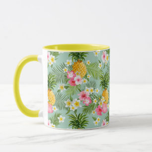 Tropical Flowers & Pineapples Mug