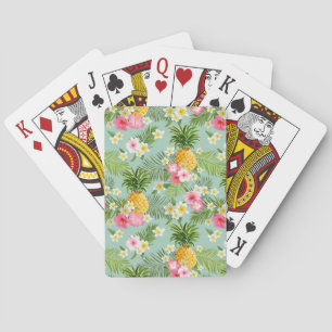 Tropical Flowers & Pineapples Playing Cards