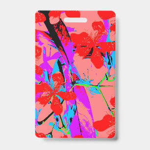 Tropical Flowers Pink ID Badge