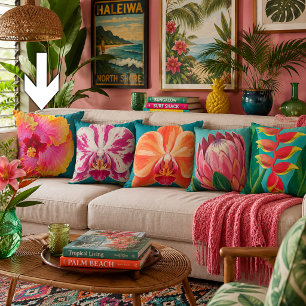 Tropical Flowers Plant Cushion