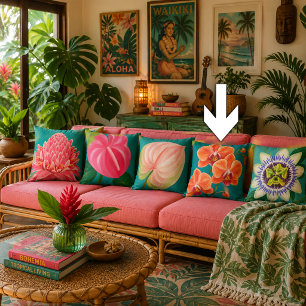 Tropical Flowers Plant Cushion