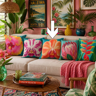 Tropical Flowers Plant orchid Cushion