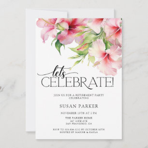Tropical Flowers Retirement Party Invitation