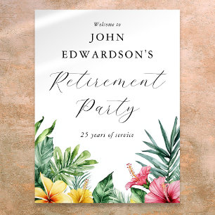 Tropical Flowers Retirement Party Welcome Sign