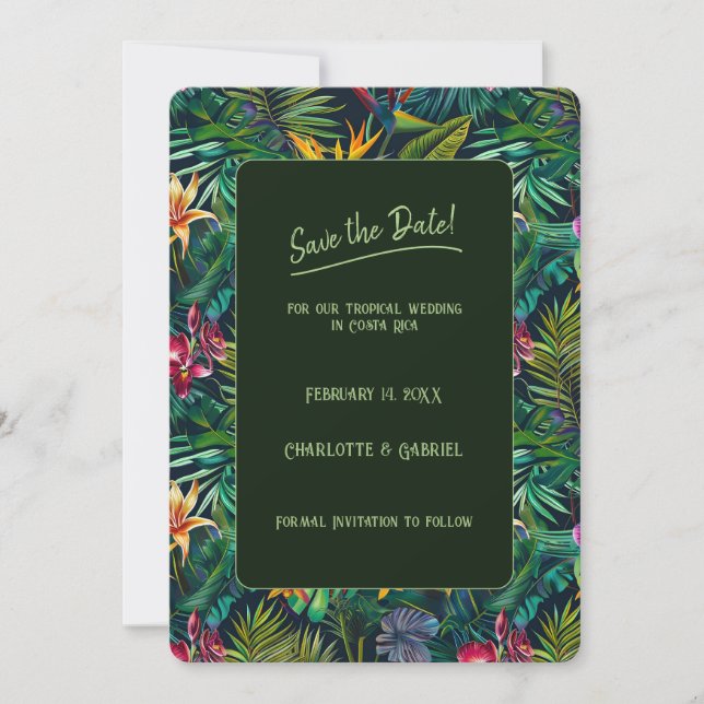 Tropical Flowers Save the Date  Invitation (Front)