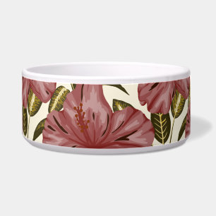 Tropical flowers seamless pattern red flowers
