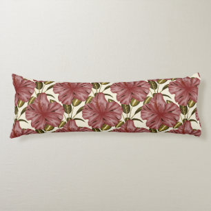 Tropical flowers seamless pattern   red flowers body cushion
