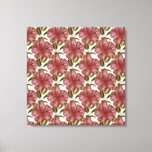 Tropical flowers seamless pattern   red flowers canvas print