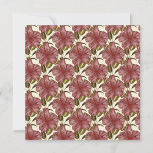 Tropical flowers seamless pattern red flowers card