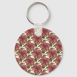 Tropical flowers seamless pattern red flowers key ring