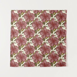 Tropical flowers seamless pattern   red flowers tapestry