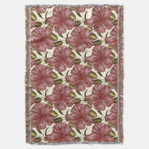 Tropical flowers seamless pattern red flowers throw blanket