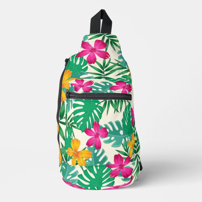 Tropical flowers  sling bag (Front)