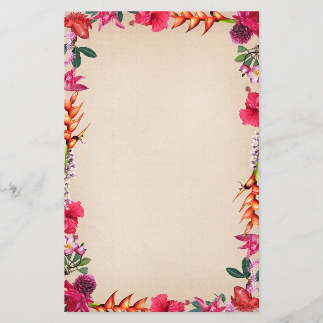 Tropical Flowers Stationery (Front)
