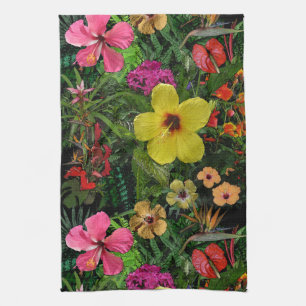 Tropical Flowers Tea Towel