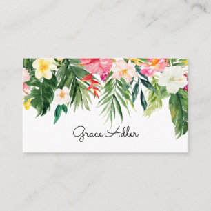 Tropical Flowers Watercolor Business Card