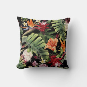 Tropical flowers: watercolor seamless floral patte cushion