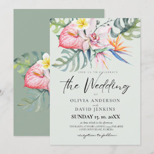Tropical Flowers Wedding  Invitation