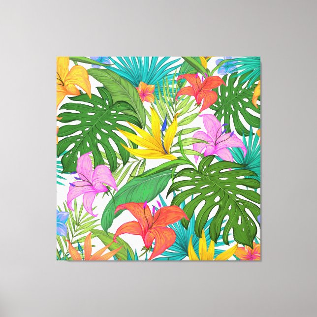 tropical flowers wrapped canvas (Front)
