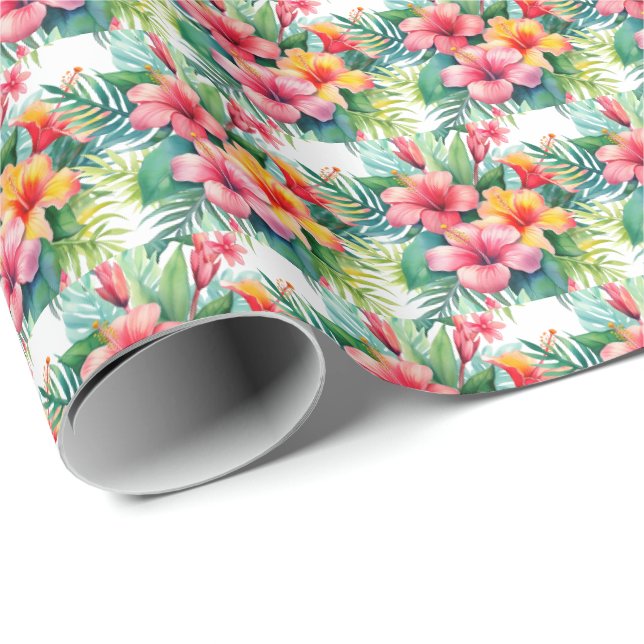 Tropical Flowers Wrapping Paper (Roll Corner)