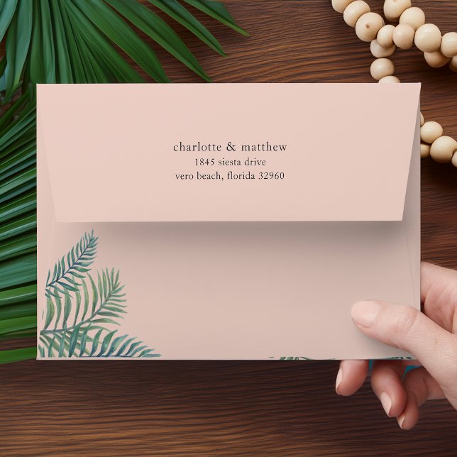 Tropical Foliage 5x7 Wedding Return Address Envelopes (Creator Uploaded)