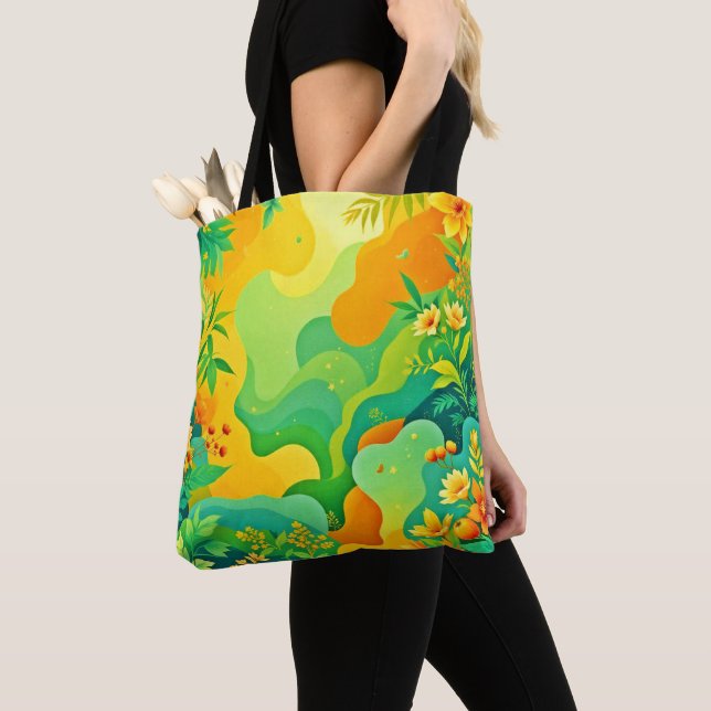 Tropical Foliage Abstract Tote Bag (Close Up)