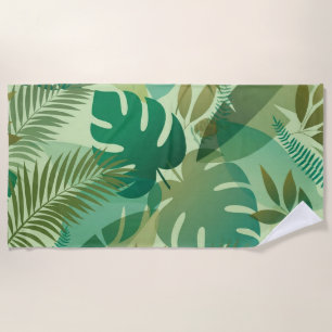 Tropical Foliage Airy Green Leaves Beach Towel