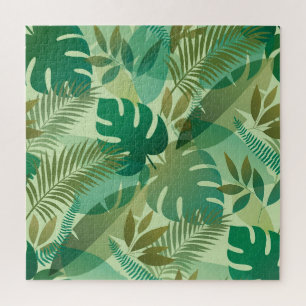 Tropical Foliage Airy Green Leaves Jigsaw Puzzle