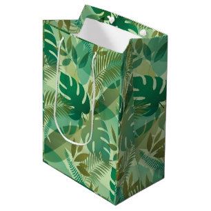 Tropical Foliage Airy Green Leaves Medium Gift Bag