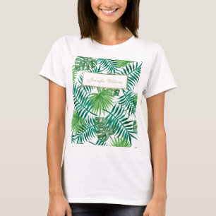 Tropical Foliage Botanical Leaves Pattern. T-Shirt