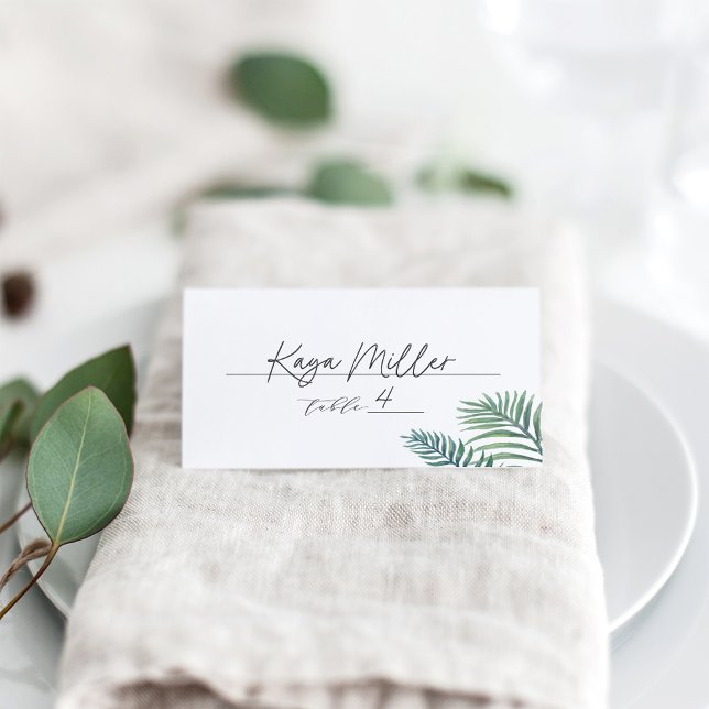 Tropical Foliage | Elegant Botanical Wedding Place Card (Creator Uploaded)