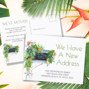 Tropical Foliage Floral Moving Announcement Postcard