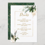 Tropical Foliage Gold & Green Wedding Bar Drinks  Menu<br><div class="desc">This wedding bar drinks menu features watercolor green tropical foliage,  monstera,  palm tree leaves,  banana leaves,  and faux gold leaves with a faux gold rectangle frame. It's perfect for a tropical,  beach,  or destination wedding.</div>