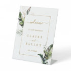 Tropical Foliage Gold Wedding Welcome Sign