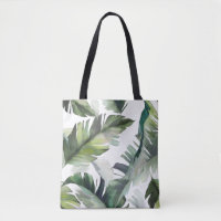 Tropical Foliage Green and White Pattern