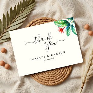 Tropical Foliage Greenery Leaf Modern Wedding Thank You Card