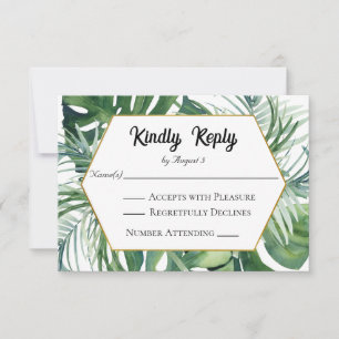 Tropical Foliage Greenery Wedding RSVP Card