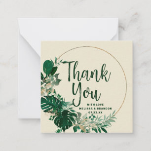 Tropical Foliage Leaf Circle Frame Thank You Card