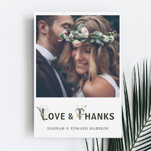 Tropical Foliage Letter Photo Thank You Card
