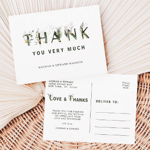 Tropical Foliage Letter Thank You Postcard