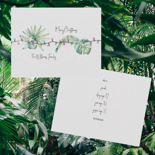 Tropical Foliage & Lights Names Christmas Card