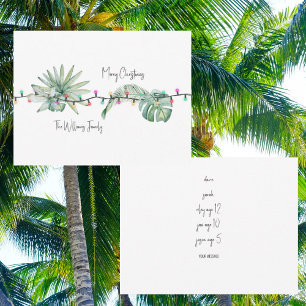 Tropical Foliage & Lights Names II Christmas Card