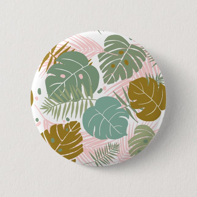 Tropical Foliage - Monstera And Palm Leaf Pattern 6 Cm Round Badge (Front)