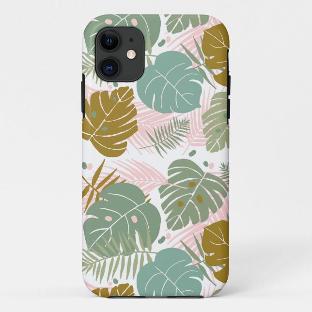 Tropical Foliage - Monstera And Palm Leaf Pattern Case-Mate iPhone Case (Back)