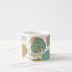 Tropical Foliage - Monstera And Palm Leaf Pattern Espresso Cup
