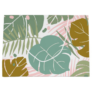 Tropical Foliage - Monstera And Palm Leaf Pattern Large Gift Bag