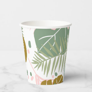 Tropical Foliage - Monstera And Palm Leaf Pattern Paper Cups
