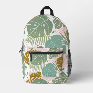 Tropical Foliage - Monstera And Palm Leaf Pattern Printed Backpack